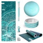 Kit de 6 accessoires kitwell - 600 bleu pour yoga et pilates. enseble d'articles qui comprend tapis ethnique, ...