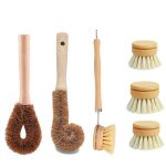Kit de 6 brosses  vaisselle naturelles en bambou ? co brosse pour pots et bouteilles et cologiques ...