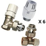 Rbm - kit 6 robinets thermostatiques + 6 coudes de retour 1 / 2 équerre Rbm - kit 6 robinets thermostatiques + 6 coudes de retour 1 / 2 équerre