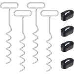Kit d'ancrage au sol 4 pi�ces pour trampoline, balan�oire, chevilles d'ancrage en spirale avec sangles, ...