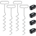 Kit d'ancrage au sol 4 pi�ces pour trampoline, balan�oire, chevilles d'ancrage en spirale avec sangles, ...