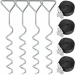 Kit d'ancrage de trampoline 8 pièces ? piquets de trampoline robustes avec sangles d'arrimage résistantes ... Kit d'ancrage de trampoline 8 pièces ? piquets de trampoline robustes avec sangles d'arrimage résistantes ...