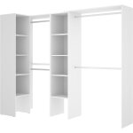 Kit armoire dressing d'angle en bois mlamin coloris blanc - longueur 228 x profondeur 79 x hauteur ...