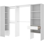 Kit armoire dressing d'angle extensible en bois mlamin coloris blanc - longueur 198 - 248 x profondeur ...