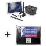 Solairepratique - kit bassin complet 2500l max, avec liner et pompe solaire 1300l - 20w filtre immergé ... Solairepratique - kit bassin complet 2500l max, avec liner et pompe solaire 1300l - 20w filtre immergé ...