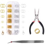 Kit de fabrication de bijoux comprenant des anneaux de jonction, des fermoirs mousquetons et des pinces, ...