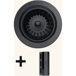 Kit bonde et trop plein inox noir brillant forte pour vidage 1 bac vier granit