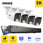 Kit cam�ra de surveillance filaire, 4k dvr et 5mp 4 cam�ras vision nocturne couleur microphone int�gr� ...