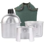 Kit de cantine , 3pcs batterie de cuisine en aluminium mmilitaire cantine coupe po�le � bois ensemble ...