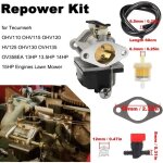 Kit carburateur pour tondeuses � gazon tecumseh 640065a, 640065, ov358ea, ovh135, ohv110, ohv115, ohv120, ...