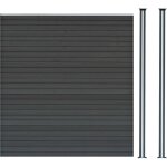 Kit cl�ture 1 panneau composite plastique gris 9 lames � embo�ter 185 cm h x 180 cm l & 2 poteaux en ...