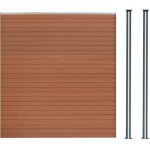 Kit cl�ture 1 panneau composite plastique marron 9 lames � embo�ter 185 cm h x 180 cm l & 2 poteaux en ...