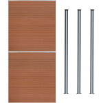 Kit cl�ture 2 panneaux composite plastique marron 9 lames � embo�ter 185 cm h x 353 cm l & 3 poteaux ...