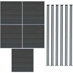 Kit cl�ture 5 panneaux composite plastique gris 9 lames � embo�ter 185 cm h x 872 cm l & 6 poteaux en ...