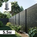 Kit cl�ture ajour�e aluminium olinda anthracite 5, 5x1, 8m poteaux sur platines - dimension des lames ...