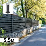Kit cl�ture aluminium ajour�e sur muret olinda anthracite 5, 5x1, 2m - lames ajour�es 21x45x1780 mm - ...