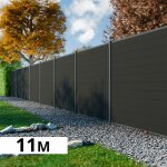 Kit cl�ture bois composite anthracite 11x1, 8m rio - poteaux en aluminium gris - brise vue - palissade ...
