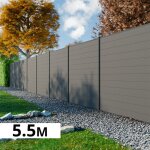 Kit cl�ture bois composite platine 5, 5x1, 8m rio - poteaux en aluminium gris - brise vue - palissade ...