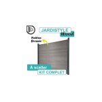 Cloture&jardin - kit clture composite gris clair effet bross 1, 8m - a sceller - 1, 85 mtre