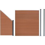 Kit clture panneaux en bois composite brun 1 quadratique et 1 inclin 185 h x 273 cm l & 2 poteaux en ...