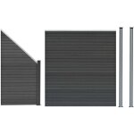 Kit cl�ture panneaux en bois composite gris 1 quadratique et 1 inclin� 185 h x 273 cm l & 2 poteaux en ...
