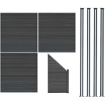 Kit clture panneaux en bois composite gris 3 quadratique et 1 inclin 185 h x 619 cm l & 4 poteaux en ...
