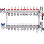 Kit collecteur radiateur, 10 circuits distributeur chauffage, avec thermom�treavec, avec euroc�ne 3 / ...