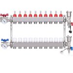 Kit collecteur radiateur, 10 circuits distributeur chauffage, avec thermomtreavec, vannes  boisseau ...