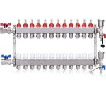 Kit collecteur radiateur, 12 circuits distributeur chauffage, avec eurocône 3 / 4 (16 x 2 mm), vannes ... Kit collecteur radiateur, 12 circuits distributeur chauffage, avec eurocône 3 / 4 (16 x 2 mm), vannes ...