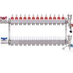 Kit collecteur radiateur, 13 circuits distributeur chauffage, avec vannes � boisseau sph�rique 1 , avec ...