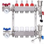 Kit collecteur radiateur, 4 circuits distributeur chauffage, avec thermomtreavec, vannes  boisseau ...