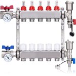Kit collecteur radiateur, 5 circuits distributeur chauffage, avec thermomtreavec, vannes  boisseau ...