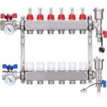Kit collecteur radiateur, 6 circuits distributeur chauffage, avec thermomtreavec, vannes  boisseau ...