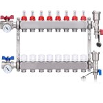 Kit collecteur radiateur, 8 circuits distributeur chauffage, avec thermom�treavec, vannes � boisseau ...