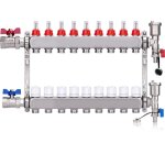 Kit collecteur radiateur, 9 circuits distributeur chauffage, avec vannes  boisseau sphrique 1 , avec ...