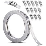 Kit de colliers de serrage diy inox 304, 10m bande de mtal perfor + 12 pices de fixation, rglable, ...