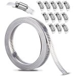 Kit de colliers de serrage diy inox 304, 3. 5m bande perfor�e en m�tal + 12 pi�ces fixation, r�glable, ...