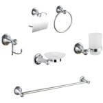Kit complet 6 accessoires de salle de bain porte - savon wc crochet serviette 03907 Kit complet 6 accessoires de salle de bain porte - savon wc crochet serviette 03907