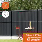 Kit complet grillage rigide occultant lattes pvc avec soubassement longueur 20m - hauteur 1m80 - gris ...