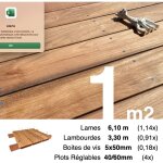 Kit complet terrasse bois exotique jatoba pour 1 m� ? lames 6, 1 m, lambourdes 4, 25 m, plots r�glables ...