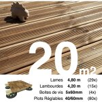 Kit complet terrasse pin autoclave marron pour 20 m² ? lames 4, 8 m, lambourdes 4, 2 m, plots réglables ... Kit complet terrasse pin autoclave marron pour 20 m² ? lames 4, 8 m, lambourdes 4, 2 m, plots réglables ...