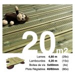 Terrasseenbois. fr - kit complet terrasse pin autoclave vert pour 20 m ? lames 4, 8 m, lambourdes 4, ...