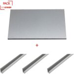 Crédence - réversible - en aluminium brossé / aluminium brut 200 x 100 x 0. 3 cm + 3 profils de finition ... Crédence - réversible - en aluminium brossé / aluminium brut 200 x 100 x 0. 3 cm + 3 profils de finition ...