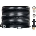 Kit de dbouchage de tuyau de 15 m pour nettoyeurs haute pression krcher avec buse et buse pivotante, ...