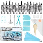 Kit d�coration g�teaux 90 pi�ces : 55 douilles num�rot�es + poches r�utilisables / jetables, pour cupcakes ...