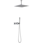 Kit de douche  encastrer avec pommeau plafond 40 x 40cm et douchette - gamme kubix cubique