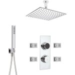 Hudson reed - kit de douche thermostatique digital 3 fonctions avec pommeau plafond carr� - 4 buses massages ...