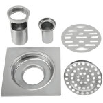 Kit de drain de douche carr� 4, 3 pouces en acier inoxydable anti - colmatage drain de sol sans odeur ...