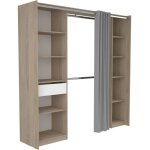 Kit dressing - 2 colonnes - 1 tiroirs - 10 étageres - décor chene dakota blanc - 198 x 200, 3 x 50 cm ... Kit dressing - 2 colonnes - 1 tiroirs - 10 étageres - décor chene dakota blanc - 198 x 200, 3 x 50 cm ...