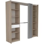 Kit dressing - 2 colonnes - 1 tiroirs - 10 tageres - dcor chene dakota blanc - 198 x 200, 3 x 50 cm ...